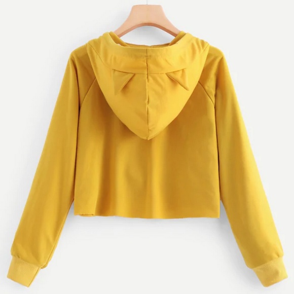 NEW face cat ears crop sweatshirt - Picture 2 of 3